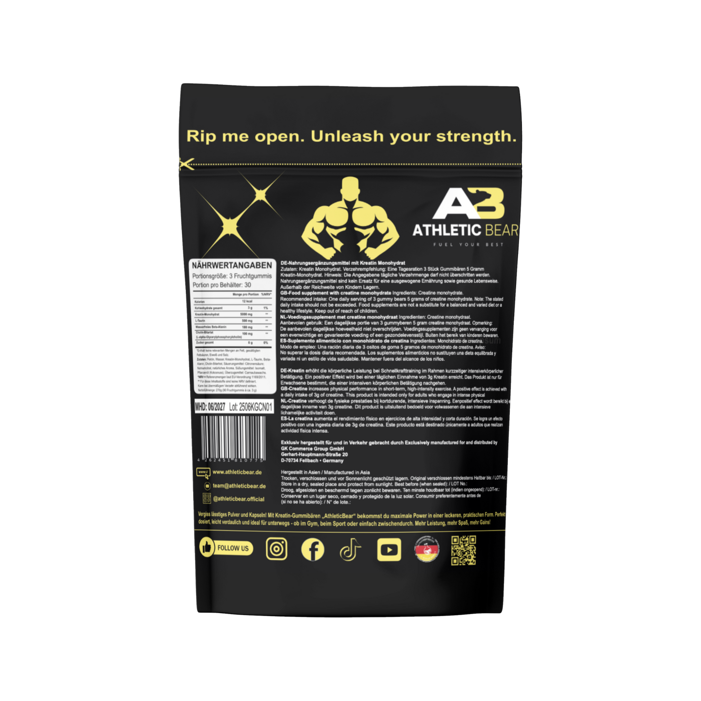 1x AthleticBear - Kreatin Monohydrat Gummibären